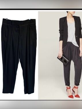 HELMUT LANG black Haram pants - leather luxury black pants - Size 4